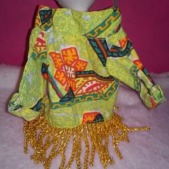 Shani Doll Size Coat Abstract with Fringe 90s - Picture 4 of 7